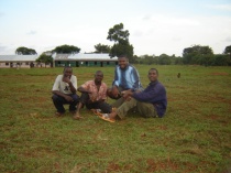 John Kinene, John Mugabi, Moses Babu and all are helping construct the dining hall.